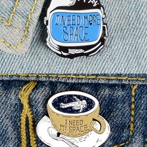 l need more space enamel brooch pin